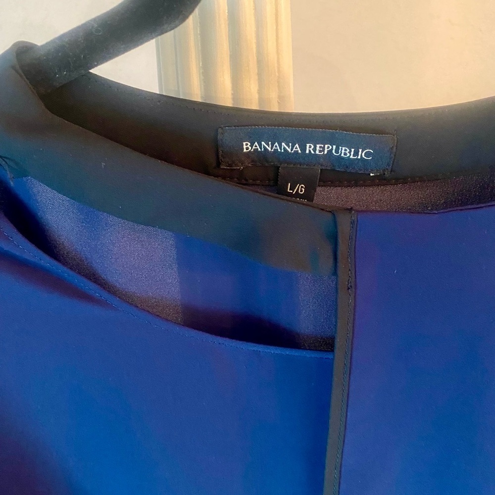 Banana Republic Cut Out Blouse | Blue & Black | Long Sleeve | NWOT | SZ Large - Picture 5 of 9